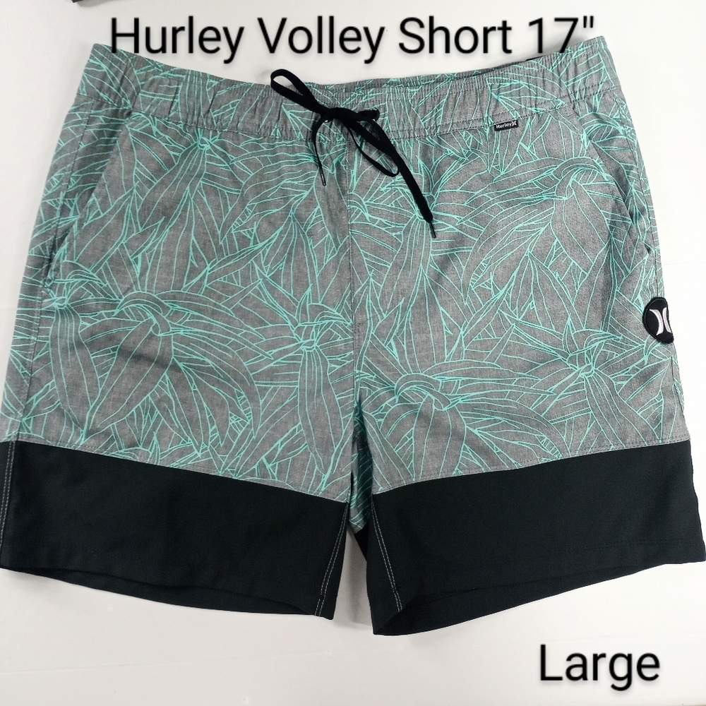 Hurley Block Volley Boardshorts 17" Gray Teal Large